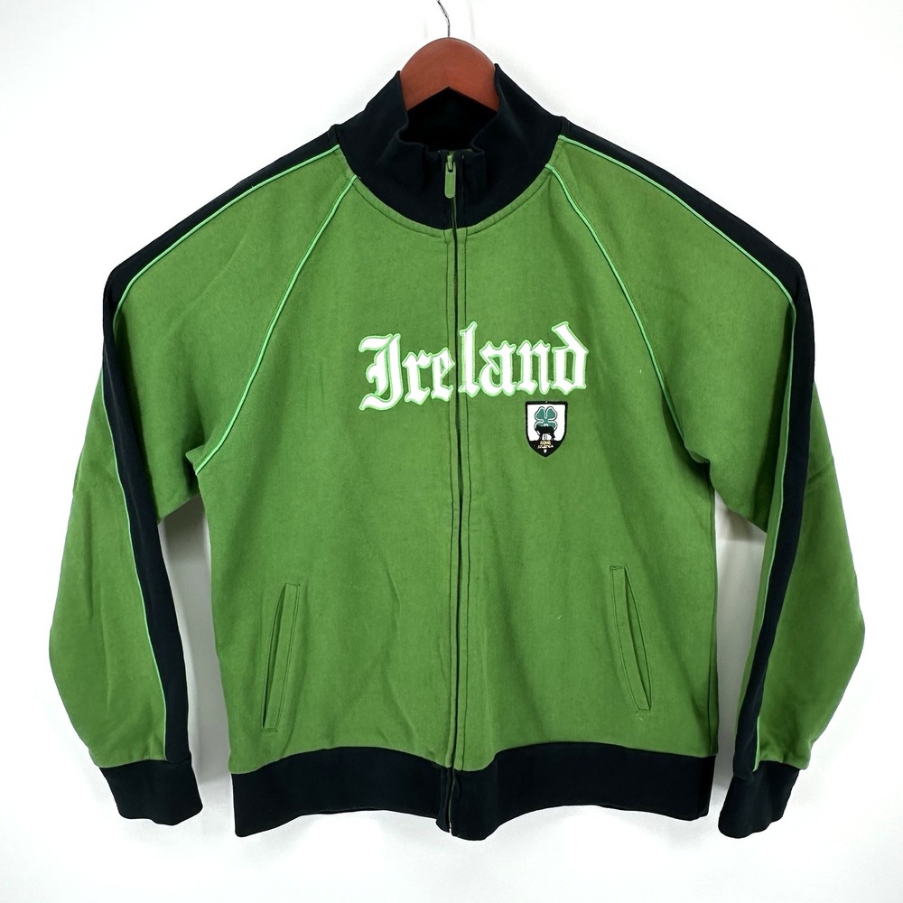 Roma Atletica Ireland Sweater Mens XL  Green Long Sleeve Full Zip Collared